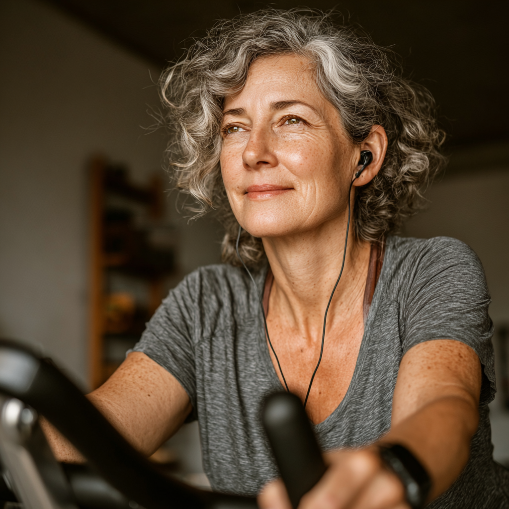 Професійний тренер працює з групою людей 60+